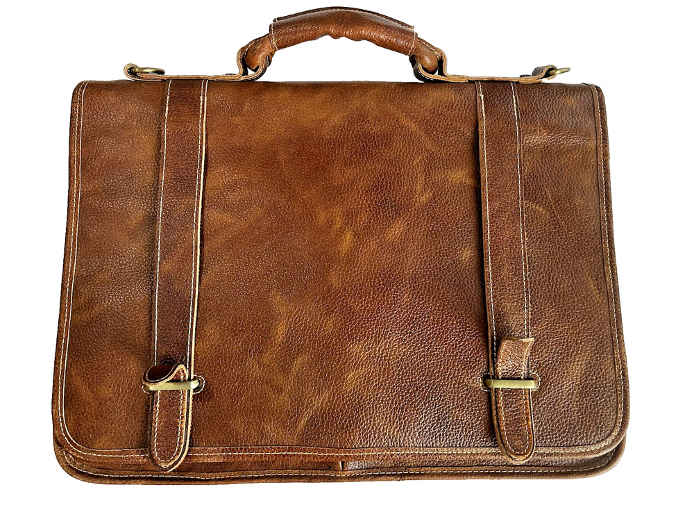 Vintage APC AmeriLeather Briefcase Carry On Bag 17X12.5 compartment strap
